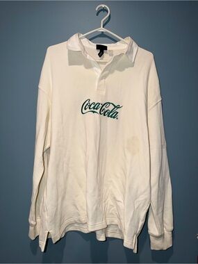 VINTAGE H&M White Polo with Small Red Coca-Cola Tag